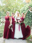 Burgundy Long Bridesmaid Dresses Moest Lace Applique Formal Dress ARD1771