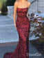 Burgundy Mermaid Prom Dresses Sexy Backless Long Maroon Formal Dresses APD3276