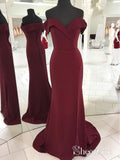 Burgundy Mermaid Prom Dresses,Simple Cheap Long Formal Dresses APD3158-SheerGirl