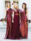 Burgundy Sequins Bridesmaid Dresses Long Mismatched Bridesmaid Dresses APD3160
