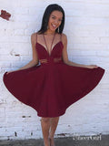 Burgundy Short Homecoming Dresses with Pocket Spaghetti Strap Summer Dress ARD1513-SheerGirl