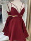 Vínové krátké šaty pro návrat domů s kapesním špagetovým ramínkem letní šaty ARD1513 