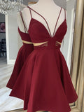 Burgundy Short Homecoming Dresses with Pocket Spaghetti Strap Summer Dress ARD1513-SheerGirl