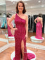 Burgundy Single Shoulder Sparkly Prom Dresses Sheath Formal Dress Mermaid Party Dress ARD2053B