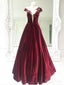 Burgundy Velvet Long Prom Dresses Cap Sleeve Maroon Prom Dress ARD2112