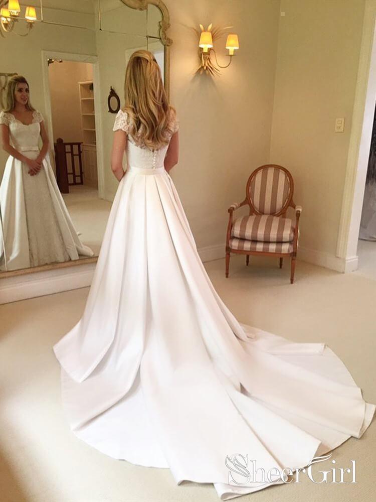 Modest Simple Mermaid Spandex Bateau Long Sleeve Wedding Dress - June  Bridals
