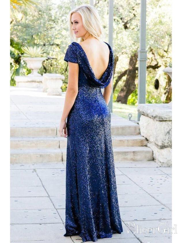 Cap Sleeve Navy Blue Bridesmaid Dress Sequin Mother of the Bride Dresses APD3343 Cap Sleeve Navy Blue Bridesmaid Dress Sequin Mother of the Bride Dresses APD3343