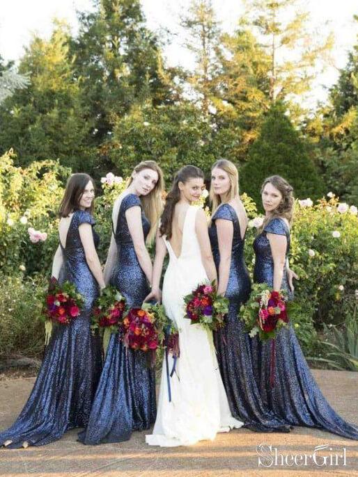 sparkly navy blue bridesmaid dresses Sale Ready-to-Ship Chiffon Bridesmaid Dress