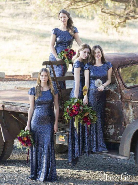 Cap Sleeve Navy Blue Bridesmaid Dress Sequin Mother of the Bride Dresses APD3343 Cap Sleeve Navy Blue Bridesmaid Dress Sequin Mother of the Bride Dresses APD3343