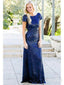 Cap Sleeve Navy Blue Bridesmaid Dress Sequin Mother of the Bride Dresses APD3343