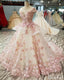 Vestido de fiesta dulce 16 de encaje rosa con manga casquillo, vestidos de quinceañera con tren capilla Vintage ARD1841 