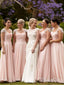 Cap Sleeve Pink Modest Mother of Bride Dress Beaded Bridesmaid Dresses PB10078