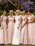 Cap Sleeve Pink Modest Mother of Bride Dress Beaded Bridesmaid Dresses PB10078-SheerGirl