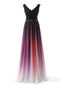 Celebrity Style Ombre Formal Dresses Evening Gowns V Neck Prom Dresses ARD1410