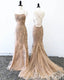 Champagne Spaghetti Strap Prom Dresses Lace Applique Graduation Dress ARD2433
