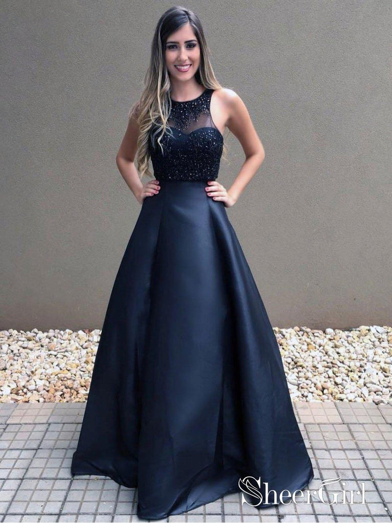 Cheap Black Beaded Prom Dresses Long A Line Formal Military Ball Gowns APD3328 Cheap Black Beaded Prom Dresses Long A Line Formal Military Ball Gowns APD3328