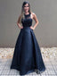 Cheap Black Beaded Prom Dresses Long A Line Formal Military Ball Gowns APD3328