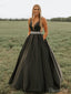 Cheap Black Deep V-Neck Prom Dresses With Pockets ARD2120