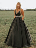 Cheap Black Deep V-Neck Prom Dresses With Pockets ARD2120-SheerGirl