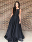 Cheap Black Satin Maxi Formal Dresses A Line Long Plus Size Prom Dresses APD3408