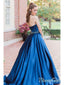Cheap Blue Prom Dresses Halter Plus Size Beaded Simple Princess Prom Dresses APD3470
