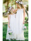 Cheap Boho Rustic Halter White Long Lace Flower Girl Dresses ARD1268