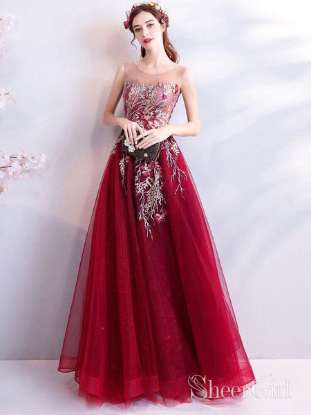 prom dresses 2031 Cheap Burgundy Long Prom Dresses Lace Applique Military Ball Gown Formal  Dress ARD2031