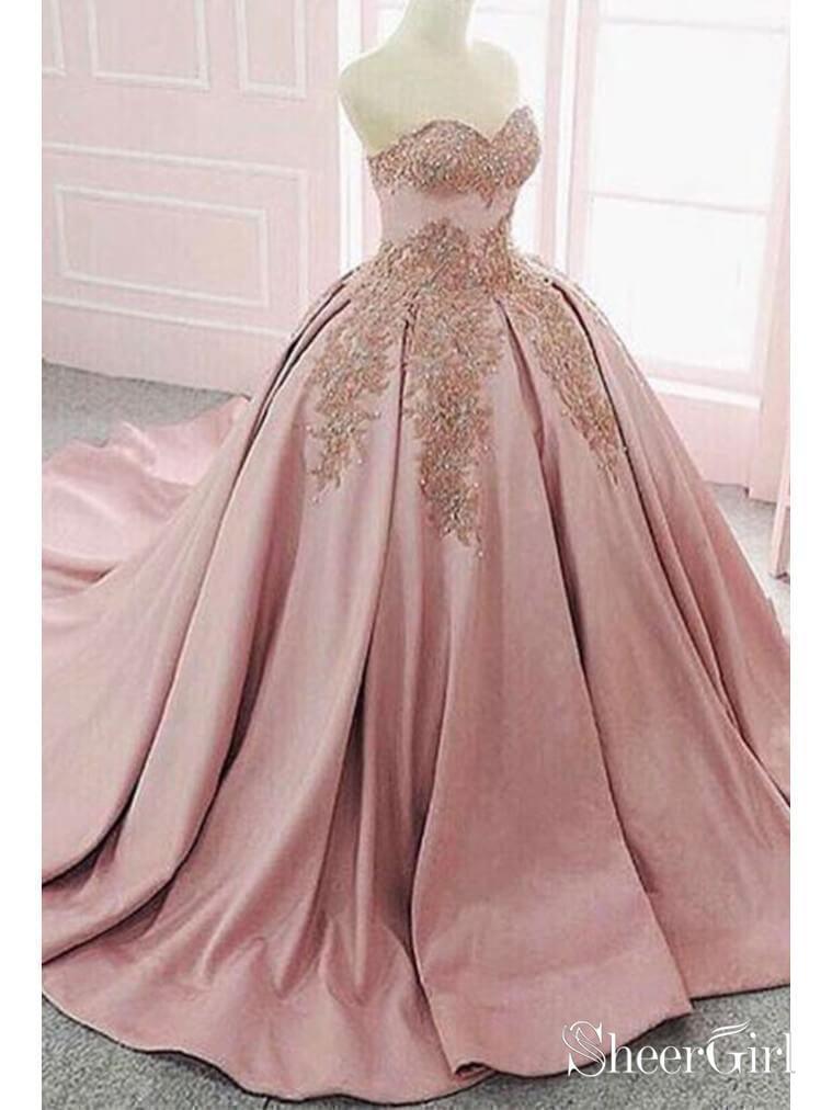 Cheap Dusty Rose Quinceanera Dress Princess Sweet 16 Ball Gown Prom Dresses ARD1932-SheerGirl