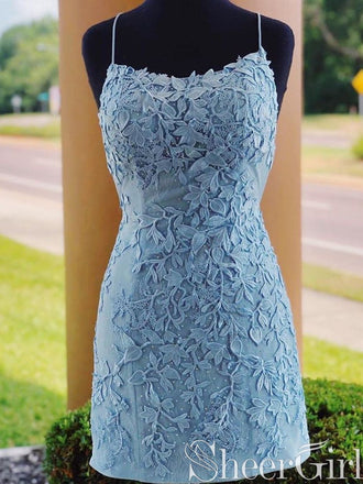 Cheap Lace Applique Short Homecoming Dress Backless Formal Dresses ARD2381-SheerGirl