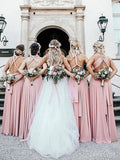 Cheap Long Blush Pink Bridesmaid Dresses Convertible Maxi Dress ARD1913-SheerGirl