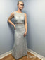 Cheap Long Grey Formal Dresses Sleeveless See Through Lace Prom Dresses APD3311