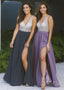 Cheap Long Prom Dresses with Side Slit V Neck Beaded Prom Dress ARD2030