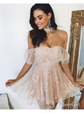 Cheap Off the Shoulder Lace Homecoming Dresses Cute Mini Homecoming Dress ARD1793-SheerGirl