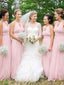 Cheap Pink Bridesmaid Dresses Plus Size Chiffon Long Modest Bridesmaid Dress ARD1163
