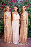 Cheap Pink Lace Sparkly Sequin Gold Mismatched Bridesmaid Dresses PB10102-SheerGirl
