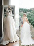Cheap Pluse Size Beach Wedding Dresses Beaded Open Back Princess Wedding Dresses AWD1081-SheerGirl