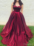 Cheap Simple Burgundy Long Prom Dresses with Pockets ARD2162-SheerGirl