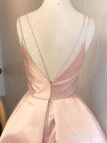 Cheap Spaghetti Strap Satin Light Pink Simple Homecoming Dresses ARD1740-SheerGirl