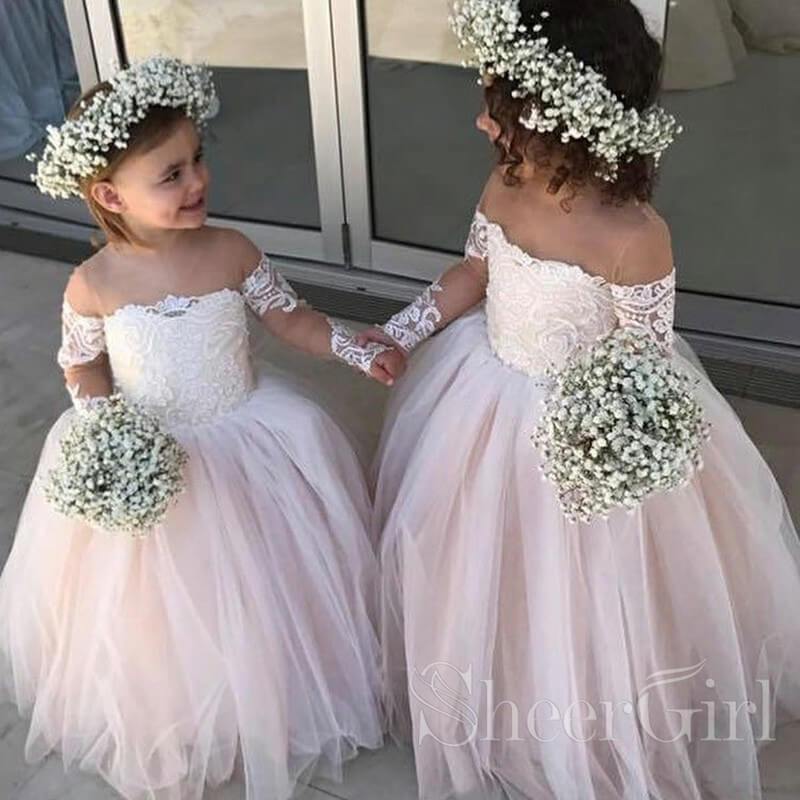 Cheap Tulle Sleeveless Light Pink Princess Ball Gown Flower Girl