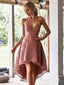 Levné Vintage Dusty Rose Vysoké Nízké Krajkové šaty s kapsou ARD1601 