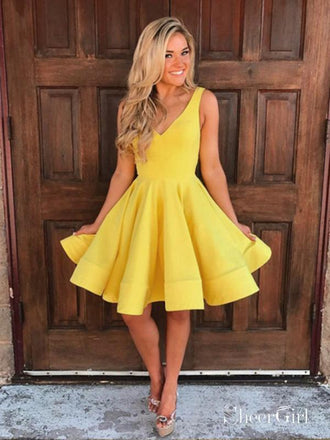 Cheap Yellow Homecoming Dress Knee Length Simple Homecoming Dresses ARD1587-SheerGirl