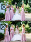 Chiffon Long Maxi Cheap Lilac Mismatched Bridesmaid Dresses with Sleeves APD3498