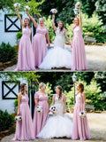 Chiffon Long Maxi Cheap Lilac Mismatched Bridesmaid Dresses with Sleeves APD3498-SheerGirl