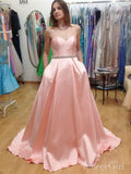 Classy Blush Pink Strapless Prom Dresses Beaded Formal Dresses ARD2306-SheerGirl