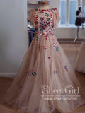 Colorful Garden Floral Lace Ruffle Sleeves Floor Length Prom Dress ARD2772-SheerGirl