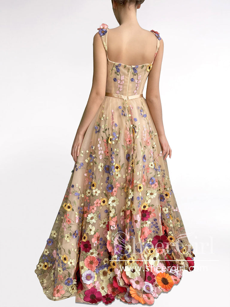 Colorful Sun Flowers Prom Gown Corset Bodice A Line Prom Dress ARD2632 SheerGirl Colorful Sun Flowers Prom Gown Corset Bodice A Line Prom Dress ARD2632 SheerGirl