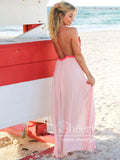 Contrast Colored Chiffon Long Dress with High Slit Eyelets Decoration Prom Dress ARD2578-SheerGirl