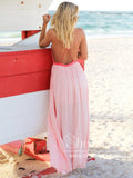 Contrast Colored Chiffon Long Dress with High Slit Eyelets Decoration Prom Dress ARD2578-SheerGirl