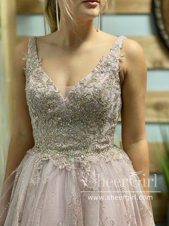 Corded Lace V Neckline Sparkly Short Prom Dress with Beadings Homecoming Dress ARD2625-SheerGirl