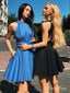 Cornflower Blue Mini Simple Homecoming Dresses Open Back Little Black Dress ARD1683
